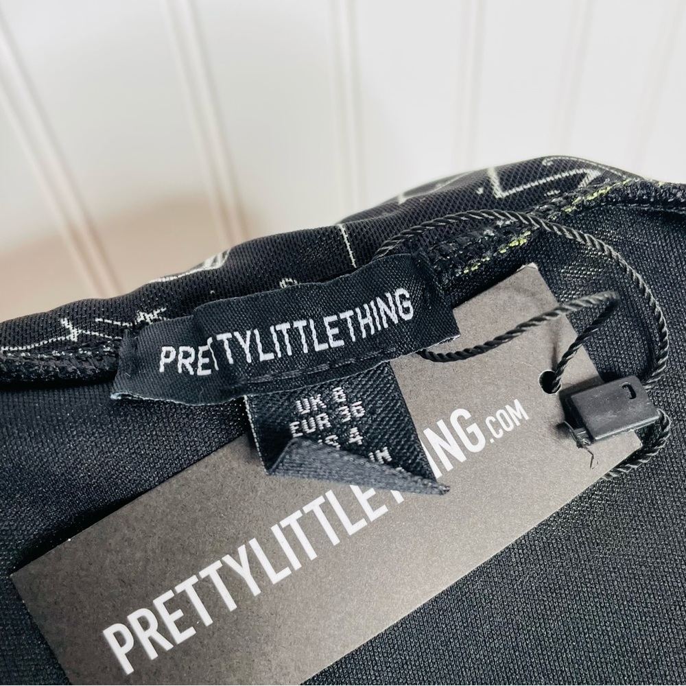 PrettyLittleThing Abstract Ruched Mesh Mini Skirt - Picture 6 of 7